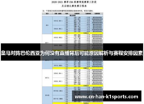 皇马对阵巴伦西亚为何没有直播背后可能原因解析与赛程安排因素